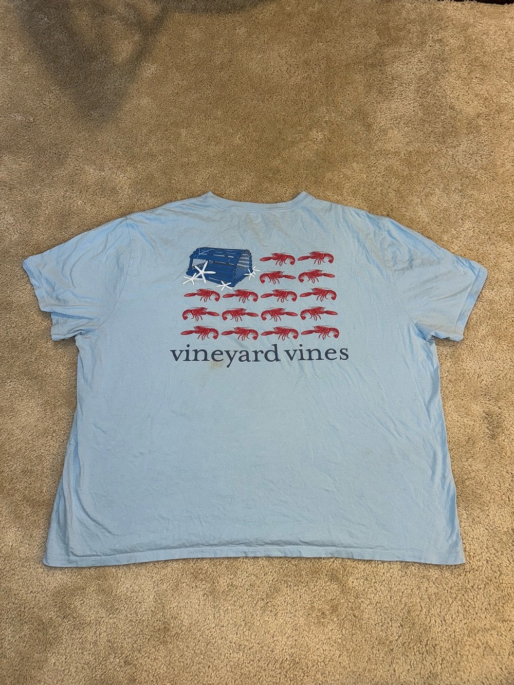 Vineyard Vines Light Blue Lobster Trap American Flag Graphic Tee